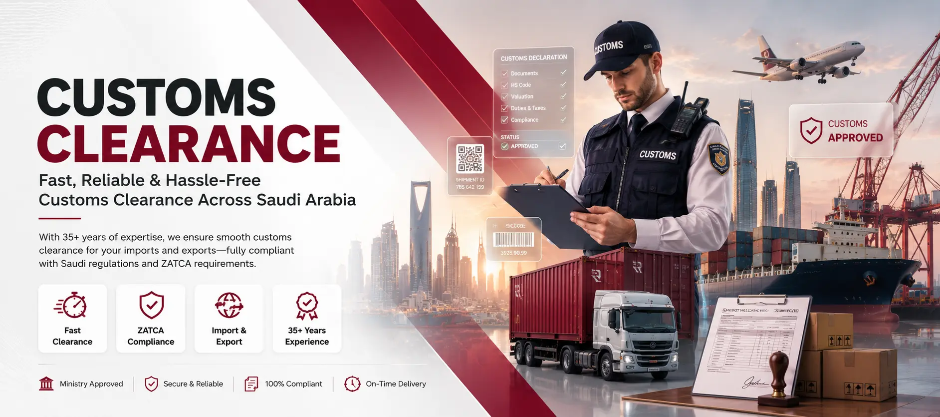 ZATCA compliant customs clearance and logistics services by Radhi Customs Clearance in Saudi Arabia.